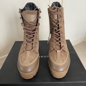 Uterque Suede Leather Combat Boot